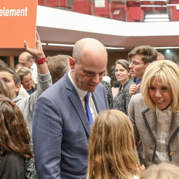 La première dame Brigitte Macron et le ministre de l'Education, Jean-Michel Blanquer assistent à la 6 ème cérémonie de remise des prix Non au Harcèlement au ministère de l'Education, Paris, France, le 3 juin 2019. © Stéphane Lemouton / Bestimage