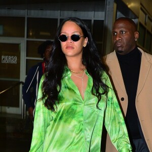 Exclusif - La chanteuse Rihanna quitte une séance photo au studio Pier59 à New York. Le 14 avril 2019