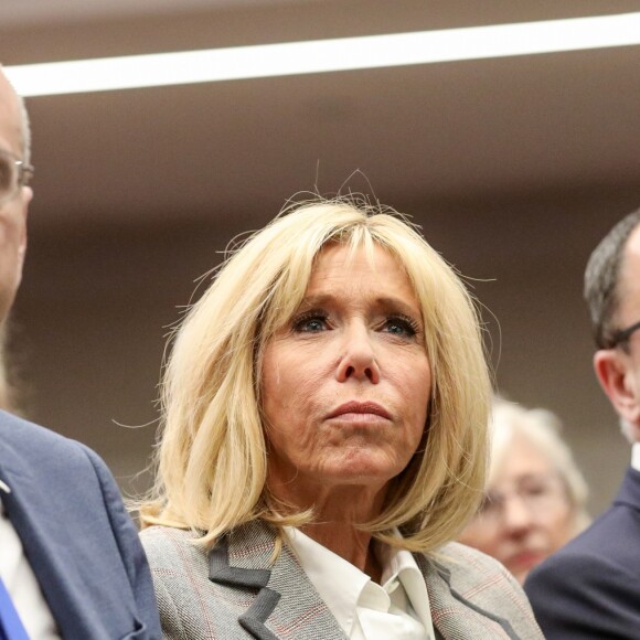 La première dame Brigitte Macron et le ministre de l'Education, Jean-Michel Blanquer assistent à la 6 ème cérémonie de remise des prix Non au Harcèlement au ministère de l'Education, Paris, France, le 3 juin 2019. © Stéphane Lemouton / Bestimage