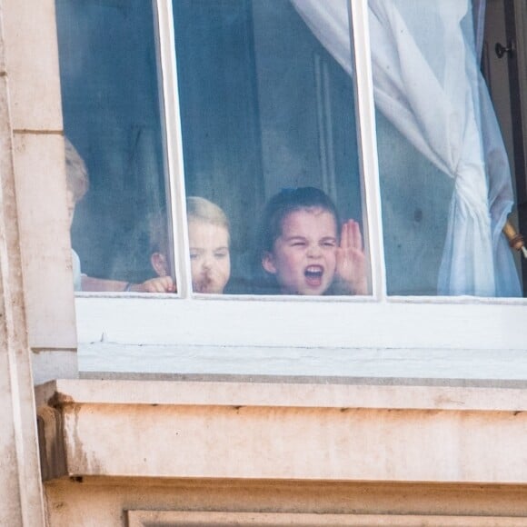 Le prince Louis de Cambridge, troisième enfant du prince William et de Kate Middleton, duchesse de Cambridge, assistait pour la première fois le 8 juin 2019 à la parade Trooping the Colour, depuis le balcon du palais de Buckingham à Londres.