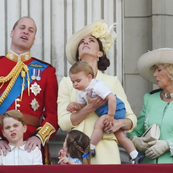 Le prince Louis de Cambridge, troisième enfant du prince William et de Kate Middleton, duchesse de Cambridge, assistait pour la première fois le 8 juin 2019 à la parade Trooping the Colour, depuis le balcon du palais de Buckingham à Londres.