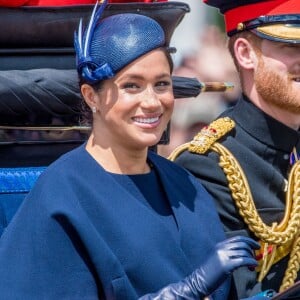 Meghan Markle, duchesse de Sussex, et le prince Harry, duc de Sussex, lors de la parade Trooping the Colour 2019 au palais de Buckingham, à Londres, le 8 juin 2019.