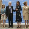 La reine Letizia d'Espagne (en robe Massimo Dutti) lors de la cérémonie de remise des Prix du comité espagnol de l'UNICEF 2019 le 11 juin 2019 au siège du Conseil supérieur de la recherche scientifique à Madrid.