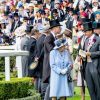 La reine Elizabeth II d'Angleterre, Kate Middleton, duchesse de Cambridge, le prince William, le roi Willem-Alexander des Pays-Bas et la reine Maxima des Pays-Bas au Royal Ascot le 18 juin 2019.