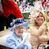La reine Elizabeth II et la reine Maxima des Pays-Bas au Royal Ascot le 18 juin 2019.