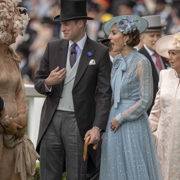 La reine Maxima des Pays-Bas, le prince William, duc de Cambridge, Catherine Kate Middleton, duchesse de Cambridge - La famille royale d'Angleterre et le couple royal des Pays-Bas sont sur l'hippodrome d'Ascot pour assister aux courses le 18 juin 2019.  18th June 2019 Windsor UK Royal family at royal Ascotrace on june 18th 201918/06/2019 - Ascot