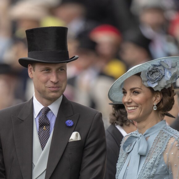 La reine Maxima des Pays-Bas, le prince William, duc de Cambridge, Kate Middleton, duchesse de Cambridge, au Royal Ascot le 18 juin 2019.