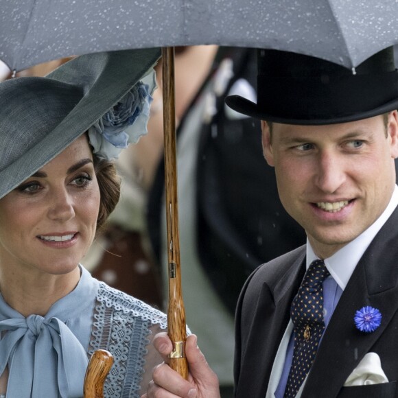 La reine Maxima des Pays-Bas, le prince William, duc de Cambridge, Kate Middleton, duchesse de Cambridge, au Royal Ascot le 18 juin 2019.