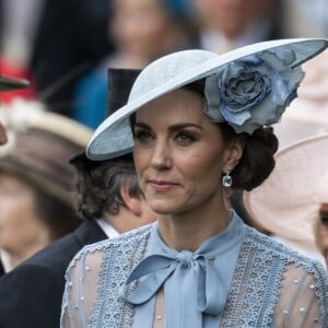 Catherine (Kate) Middleton, duchesse de Cambridge - La famille royale britannique et les souverains néerlandais lors de la première journée des courses d'Ascot 2019, à Ascot, Royaume Uni, le 18 juin 2019.  Royal family attend the Royal Ascot Horse Races 2019, in Ascot, UK, on June 18, 2019.18/06/2019 - Ascot