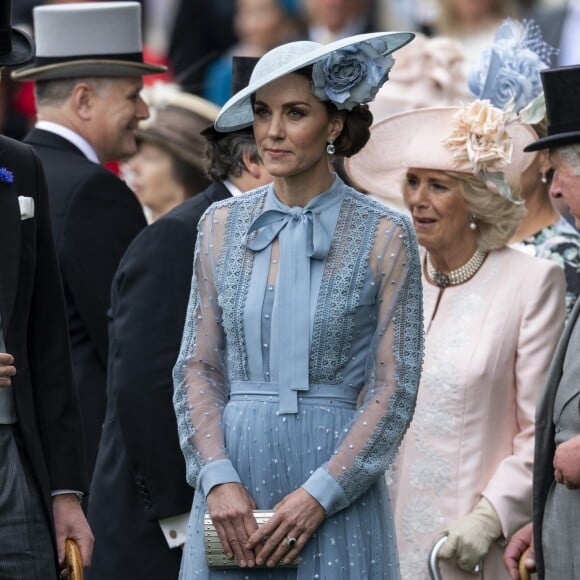 Catherine (Kate) Middleton, duchesse de Cambridge - La famille royale britannique et les souverains néerlandais lors de la première journée des courses d'Ascot 2019, à Ascot, Royaume Uni, le 18 juin 2019.  Royal family attend the Royal Ascot Horse Races 2019, in Ascot, UK, on June 18, 2019.18/06/2019 - Ascot