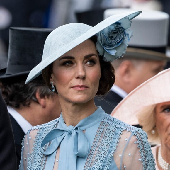 Catherine (Kate) Middleton, duchesse de Cambridge - La famille royale britannique et les souverains néerlandais lors de la première journée des courses d'Ascot 2019, à Ascot, Royaume Uni, le 18 juin 2019.  Royal family attend the Royal Ascot Horse Races 2019, in Ascot, UK, on June 18, 2019.18/06/2019 - Ascot