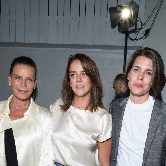 La princesse Stéphanie de Monaco, Pauline Ducruet et Charlotte Casiraghi-Rassam lors du défilé de la première collection de la marque de vêtements de Pauline Ducruet, Alter Designs, printemps-été 2020, à La Cartonnerie à Paris le 18 juin 2019. © Cyril Moreau/Bestimage