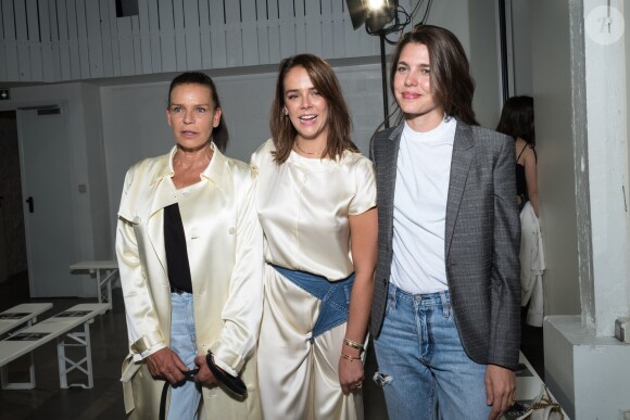 La princesse Stéphanie de Monaco, Pauline Ducruet et Charlotte Casiraghi-Rassam lors du défilé de la première collection de la marque de vêtements de Pauline Ducruet, Alter Designs, printemps-été 2020, à La Cartonnerie à Paris le 18 juin 2019. © Cyril Moreau/Bestimage