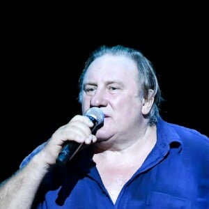 Gérard Depardieu chante "Barbara" à l'Opéra Garnier Monte-Carlo (Salle Garnier) dans le cadre du Monte-Carlo Sporting Summer Festival. Il est accompagné sur scène par celui qui fût le compagnon de route de la chanteuse pendant quinze ans, le pianiste, Gérard Daguerre. Monaco, le 27 juillet 2017. © Michel Alesi/Bestimage