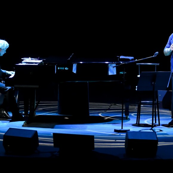 Gérard Depardieu chante "Barbara" à l'Opéra Garnier Monte-Carlo (Salle Garnier) dans le cadre du Monte-Carlo Sporting Summer Festival. Il est accompagné sur scène par celui qui fût le compagnon de route de la chanteuse pendant quinze ans, le pianiste, Gérard Daguerre. Monaco, le 27 juillet 2017. © Michel Alesi/Bestimage