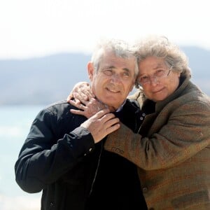 Exclusif - Michel Boujenah et Jacqueline Franjou lors de la conférence de presse de présentation de la saison 2019 du Festival de Ramatuelle sur la plage Serena à Ramatuelle. Le 18 avril 2019 © Valérie Le Parc / Nice Matin / Bestimage