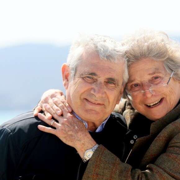 Exclusif - Michel Boujenah et Jacqueline Franjou lors de la conférence de presse de présentation de la saison 2019 du Festival de Ramatuelle sur la plage Serena à Ramatuelle. Le 18 avril 2019 © Valérie Le Parc / Nice Matin / Bestimage