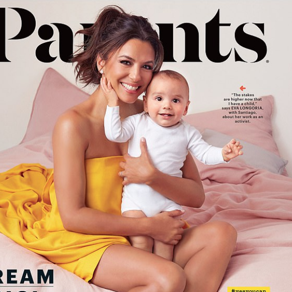 Eva Longoria pose avec son fils Santiago pour Parents Magazine.