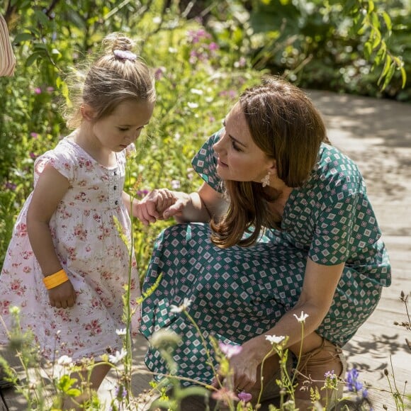 Catherine (Kate) Middleton, duchesse de Cambridge, invite les enfants du centre Anna Freud, de l'hôpital Evelina pour enfants, de Action for Children et de Place2Be à se joindre à elle pour un pique-nique suivi d'une chasse au trésor et une identification d'insectes. Dans le cadre de son programme pour inciter les familles et les communautés à passer du temps en plein air, le jardin RHS Back to Nature de la Duchesse de Cambridge sera transféré au festival RHS Garden Garden Festival. Londres, le 1er juillet 2019.