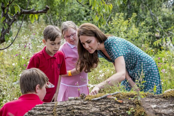 Catherine (Kate) Middleton, duchesse de Cambridge, invite les enfants du centre Anna Freud, de l'hôpital Evelina pour enfants, de Action for Children et de Place2Be à se joindre à elle pour un pique-nique suivi d'une chasse au trésor et une identification d'insectes. Dans le cadre de son programme pour inciter les familles et les communautés à passer du temps en plein air, le jardin RHS Back to Nature de la Duchesse de Cambridge sera transféré au festival RHS Garden Garden Festival. Londres, le 1er juillet 2019.