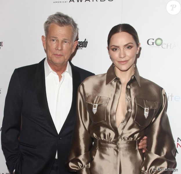 David Foster et sa fiancée Katharine McPhee à la soirée Icon Awards à l'hôtel Beverly Wilshire à Beverly Hills à Los Angeles, le 19 mai 2019