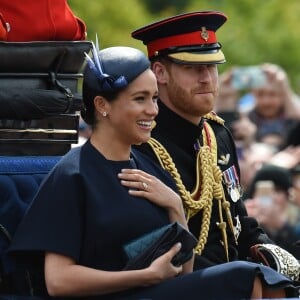 Le prince Harry et Meghan Markle, duchesse de Sussex, lors de la parade Trooping the Colour à Londres le 8 juin 2019.