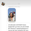 Agathe Auproux évoque sa perte de cheveux liée à la chimiothérapie sur Instagram, le 11 juillet 2019.