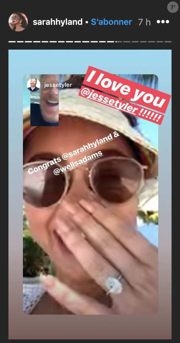 Sarah Hyland partage des photos de ses fiancailles avec Wells Adams sur son Instagram. (Juillet 2019)