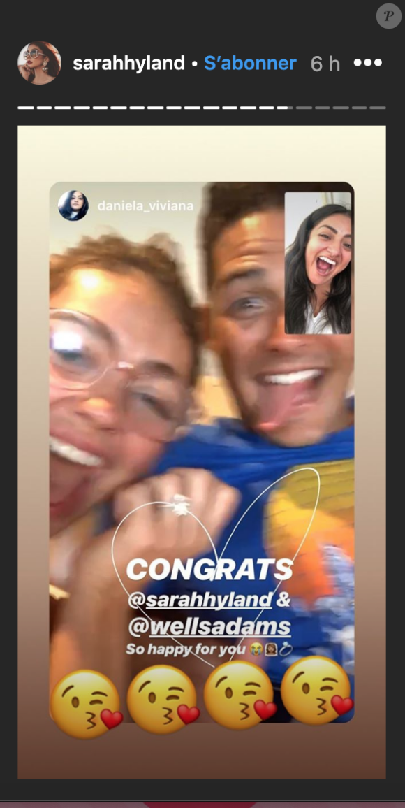 Sarah Hyland partage des photos de ses fiancailles avec Wells Adams sur son Instagram. (Juillet 2019)