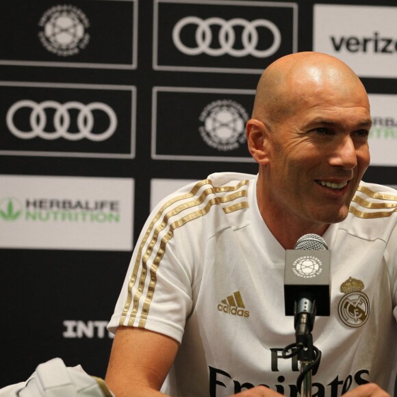 Zinédine Zidane en conférence de presse à Houston le 19 juillet 2019.
