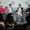 Annie Lennox, Adwoa Aboah, Julia Gillard, Anne McElvoy et Angeline Murimirwa - Meghan Markle (enceinte), duchesse de Sussex, lors d'une discussion conjointe avec le Trust The Queen's Commonwealth à l'occasion de la journée mondiale du droit des femmes. Londres, le 8 mars 2019