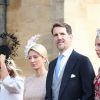 Paul de Grèce, sa femme Marie-Chantal - Arrivées des invités au mariage de la princesse Eugenie d'York et de Jack Brooksbnak à la chapelle Saint George de Windsor le 12 octobre 2018. 12 October 2018.
