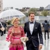 La princesse Marie Chantal et le prince Paul de Grèce - Arrivées au dîner de gala du 80ème anniversaire du roi Harald et de la reine Sonja de Norvège à Oslo. Le 10 mai 2017