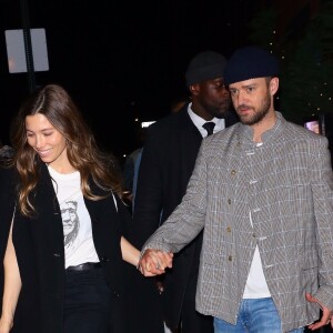 Justin Timberlake et sa femme Jessica Biel sont allés diner en amoureux au restaurant Catch à New York, le 10 avril 2019