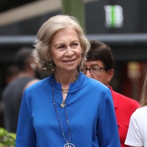 La princesse Sofia, la reine Sofia, la princesse Leonor, la reine Letizia - La famille royale d'Espagne dans les rues de Majorque. Le 1er août 2019