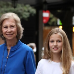 La princesse Sofia, la reine Sofia, la princesse Leonor et la reine Letizia - La famille royale d'Espagne dans les rues de Majorque. Le 1er août 2019