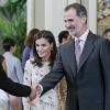 Le roi Felipe VI et la reine Letizia d'Espagne reçoivent en audience au palais Zarzuela à Madrid, le 8 juillet 2019.