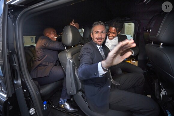 A$AP Rocky, son manager John Ehnmann et son garde du corps à Stockholm, le 2 août 2019.