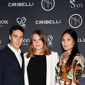 Exclusif - Louis Ducruet, Camille Gottlieb, sa soeur, et Marie, l'épouse de Louis, durant la présentation officielle de l'association Be Safe dont la présidente est Camille Gottlieb au MK sur le port de Monaco le 10 novembre 2018. © Bruno Bebert / Bestimage