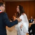 Exclusif - Mariage de Brahim Asloum et Justine Pouget à la Mairie du 17ème arrondissement à Paris. © Sébastien Valiela / LMS / Bestimage