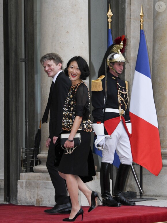 Fleur Pellerin et son mari Laurent Olléon - Dîner d'Etat en l'honneur de la Corée avec la présidente Coréenne Mme Park Geun-hye reçue par François Hollande au palais de l'Elysée à Paris, le 3 juin 2016.