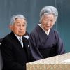 L'empereur du Japon Akihito et l'impératrice Michiko lors de la cérémonie pour les victimes de la guerre à l'occasion du 73e anniversaire de la capitulation du Japon en 1945, le 15 août 2018 à Tokyo.