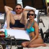 Le DJ David Guetta et sa petite amie Jessica Ledon sur une plage à Miami Miami, le 09 mars 2019 Miami, FL