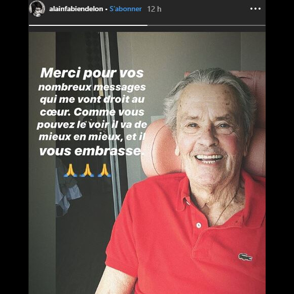 Alain-Fabien Delon donne des nouvelles rassurantes de son père, Alain Delon. Août 2019.