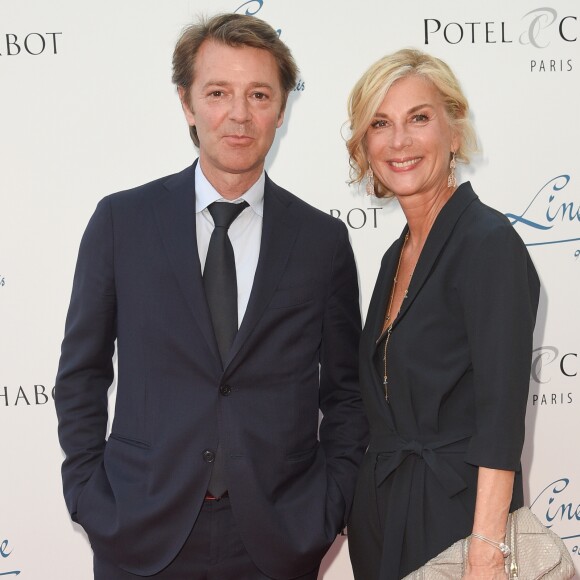 Michèle Laroque et son compagnon François Baroin - Soirée du 90ème anniversaire de Line Renaud sur le Bateau Potel et Chabot "Pavillon Seine" à Paris le 2 juillet 2018. © Coadic Guirec/Bestimage