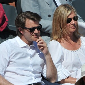 François Baroin et sa compagne Michèle Laroque - People aux Internationaux de France de tennis de Roland Garros à Paris, le 6 juin 2014.