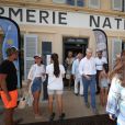 Exclusif - Franck Riester, ministre de la Culture, a visité le musée de la gendarmerie et du cinéma à l'occasion de l'exposition sur Johnny Hallyday, à Saint-Tropez, Côte d'Azur, France, le 11 août 2019. Une visite en compagnie de Gwenaëlle Van Butsele (conservatrice du musée de la gendarmerie et du cinéma de Saint-Tropez), Jean-Pierre Tuveri, maire de Saint-Tropez, sa femme Cecilia, Bernard Montiel et Séverine Berger (conservatrice du musée de l'Annonciade) © Luc Boutria/Nice Matin/Bestimage