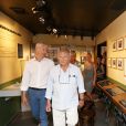 Exclusif - Franck Riester, ministre de la Culture, a visité le musée de la gendarmerie et du cinéma à l'occasion de l'exposition sur Johnny Hallyday, à Saint-Tropez, Côte d'Azur, France, le 11 août 2019. Une visite en compagnie de Gwenaëlle Van Butsele (conservatrice du musée de la gendarmerie et du cinéma de Saint-Tropez), Jean-Pierre Tuveri, maire de Saint-Tropez, sa femme Cecilia, Bernard Montiel et Séverine Berger (conservatrice du musée de l'Annonciade) © Luc Boutria/Nice Matin/Bestimage
