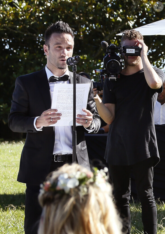 Exclusif  - Mathieu Valbuena - Le footballeur international Rio Mavuba épouse Elodie, sa compagne depuis plus de 10 ans, le 17 Juin 2017 à la Mairie de Cestas près d'Arcachon et à par la suite retrouvé enfants, famille et amis au château Smith Haut Laffite pour une cérémonie en plein air. © Patrick Bernard-Thibaud Moritz/ Bestimage