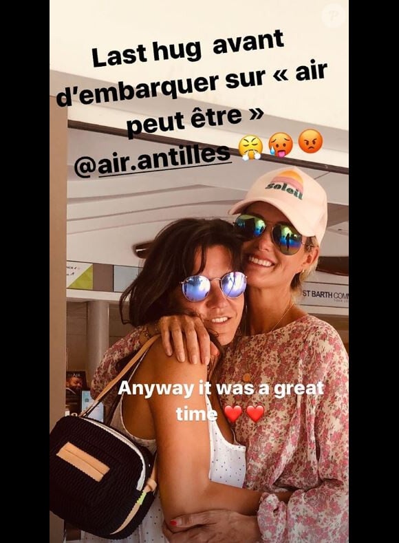 Hortense d'Estève triste de quitter Laeticia Hallyday quite à la fin de ses vacances à Saint-Barthélemy. Instagram, le 20 août 2019.
